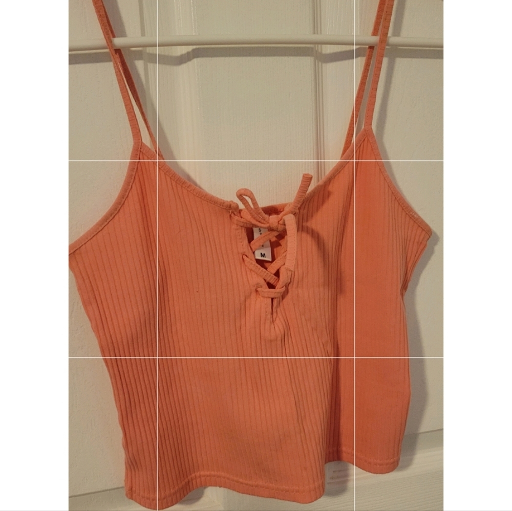 Coral lace up crop top